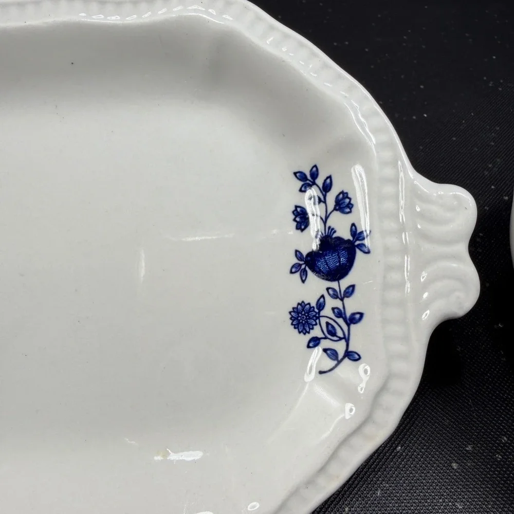Kensington Staffordshire Ironstone Blue Onion Butter Dish Handcrafted England